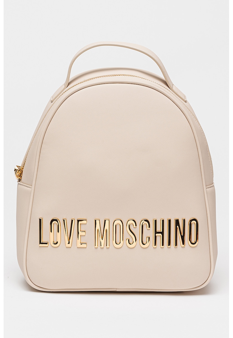 Rucsac de piele ecologica cu logo metalic - Alb fildes