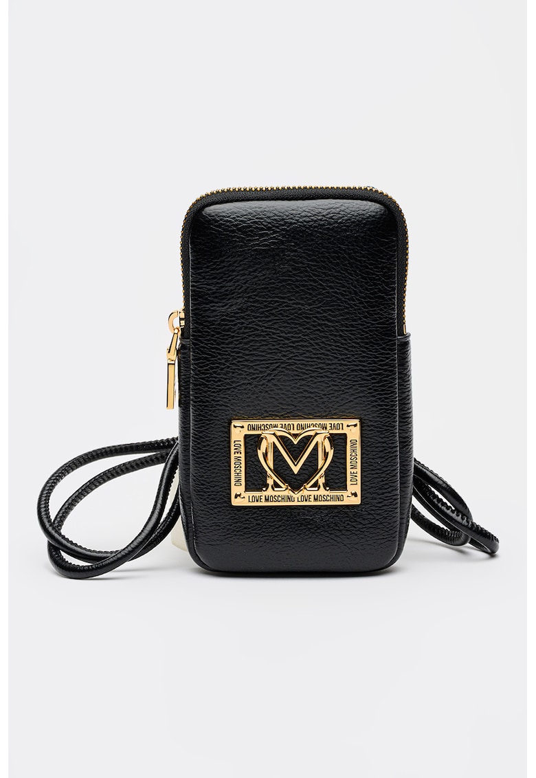 Portofel cu fermoar si logo - Negru