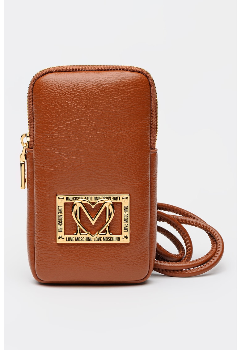 Portofel cu fermoar si logo - Maro scortisoara