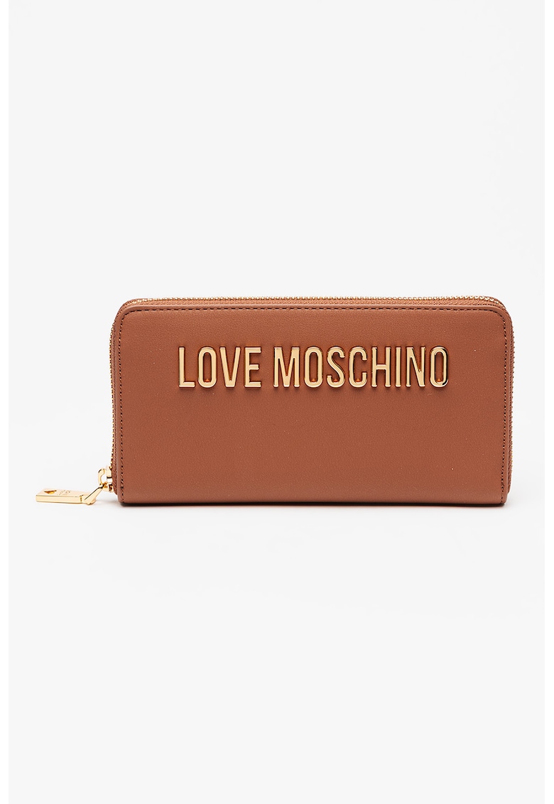 Portofel din piele ecologica cu logo metalic si fermoar