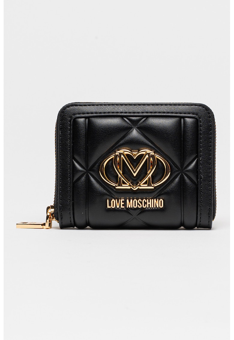 Portofel de piele ecologica cu logo - Negru