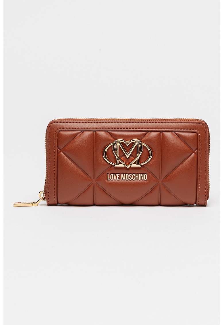 Portofel de piele ecologica cu aspect matlasat - Maro scortisoara