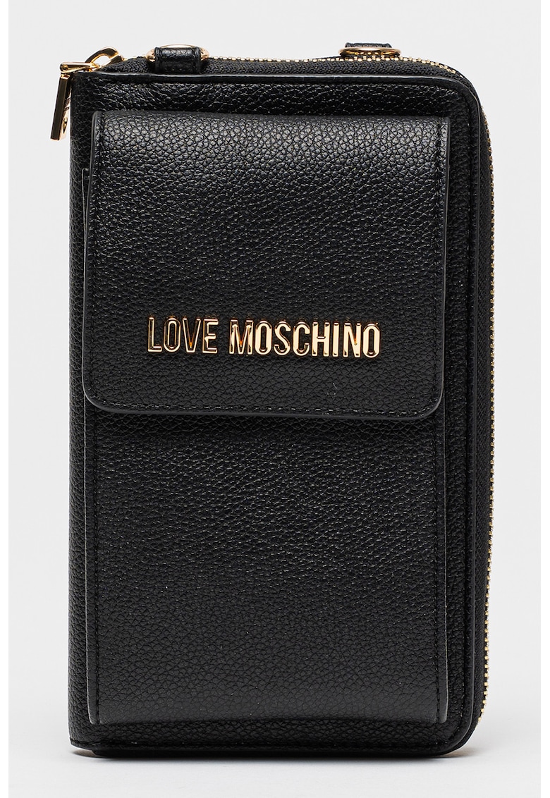 Portofel convertibil cu bareta din lant si fermoar - Negru