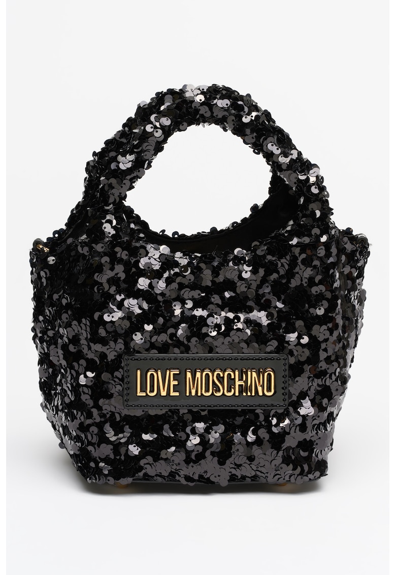 Geanta cu maner - logo si bareta detasabila - Negru