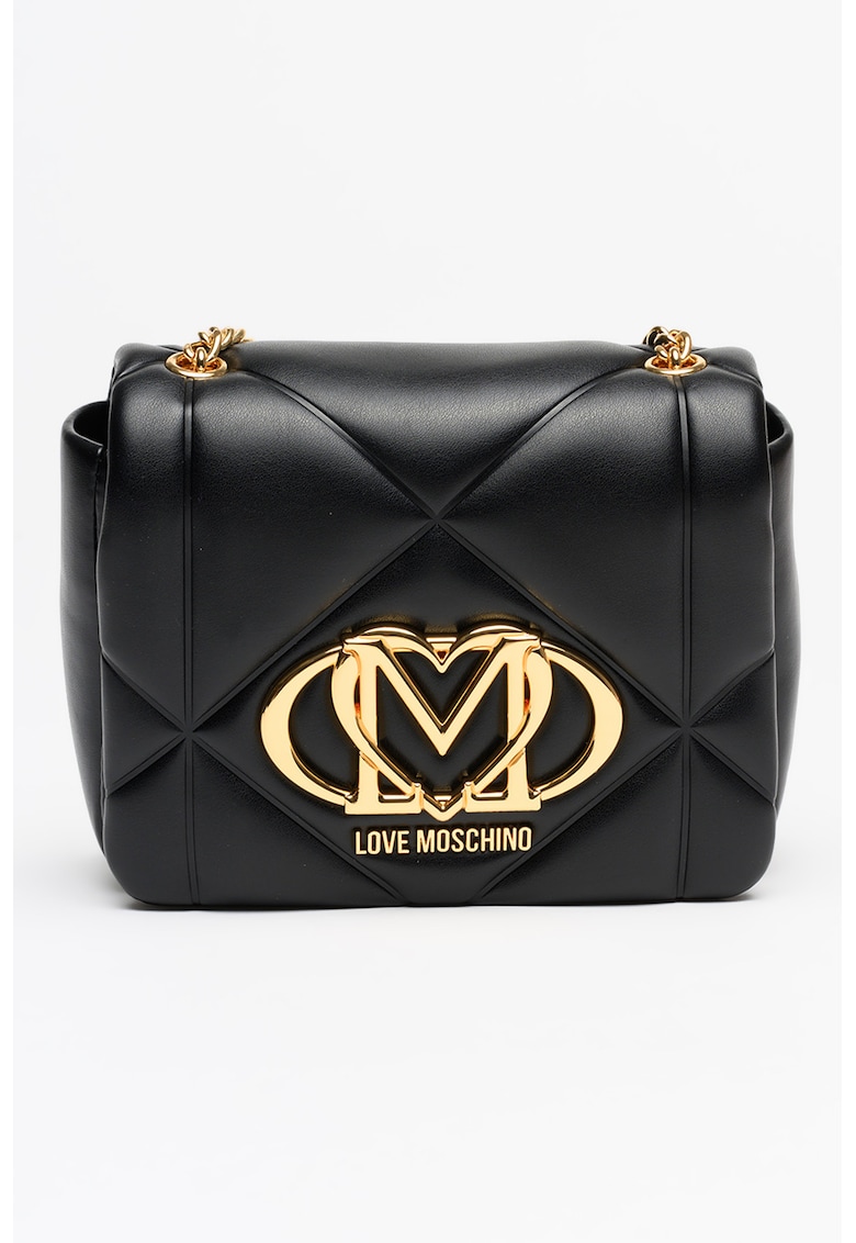 Geanta crossbody din piele ecologica cu logo - Negru