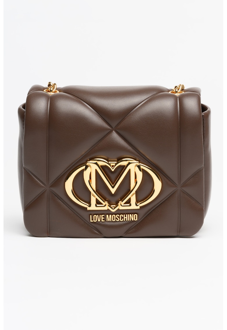 Geanta crossbody din piele ecologica cu logo - Maro inchis