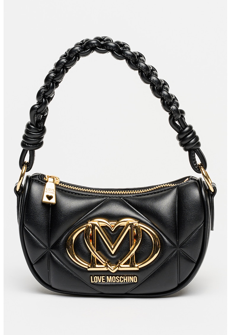 Geanta din piele ecologica cu bareta de umar - Negru