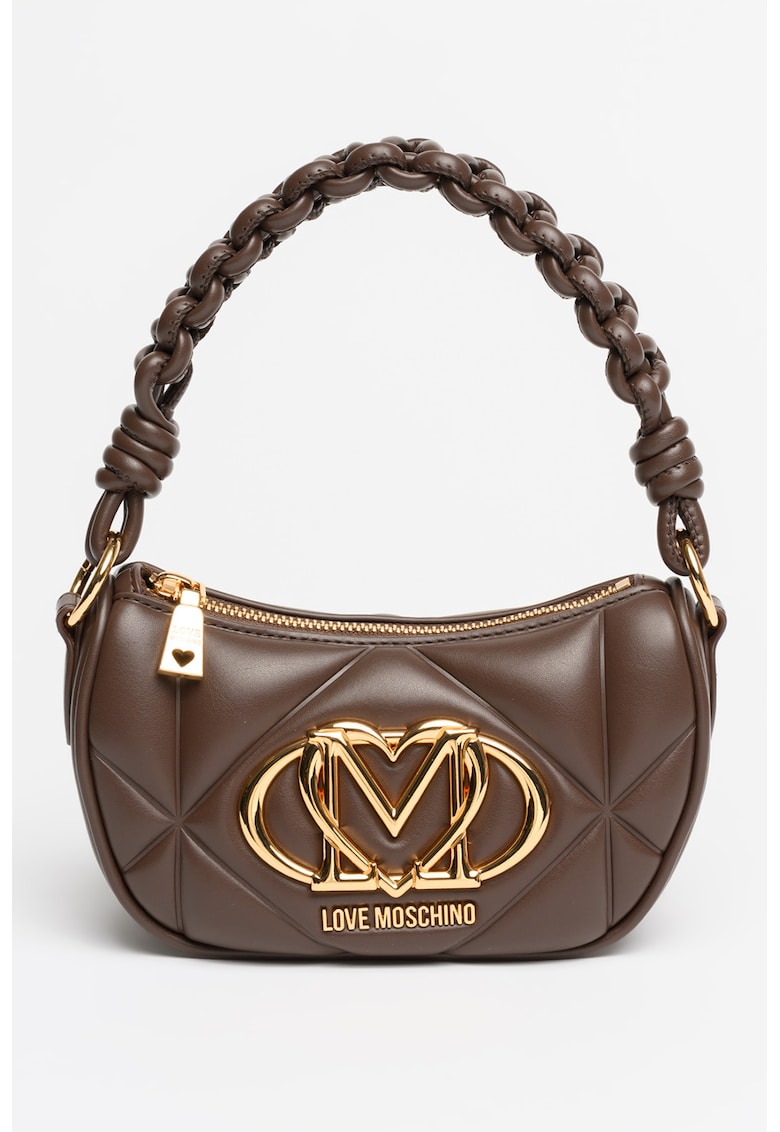 Geanta din piele ecologica cu bareta de umar - Maro