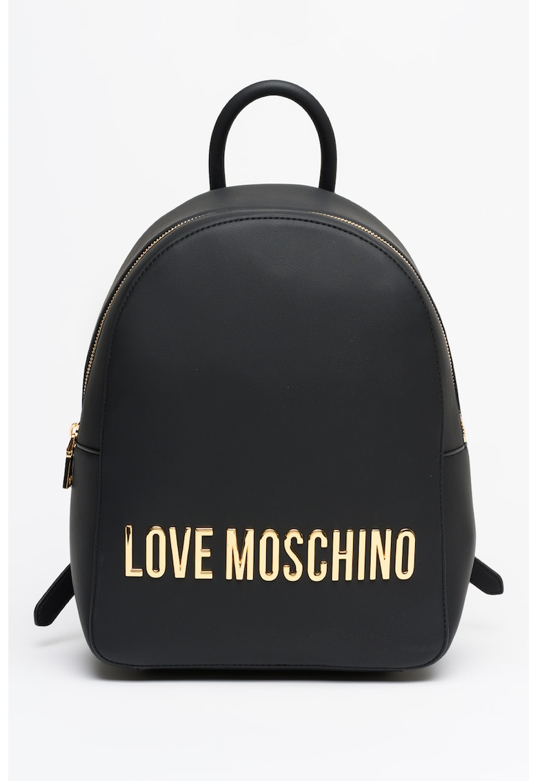 Rucsac cu fermoar si logo - Negru