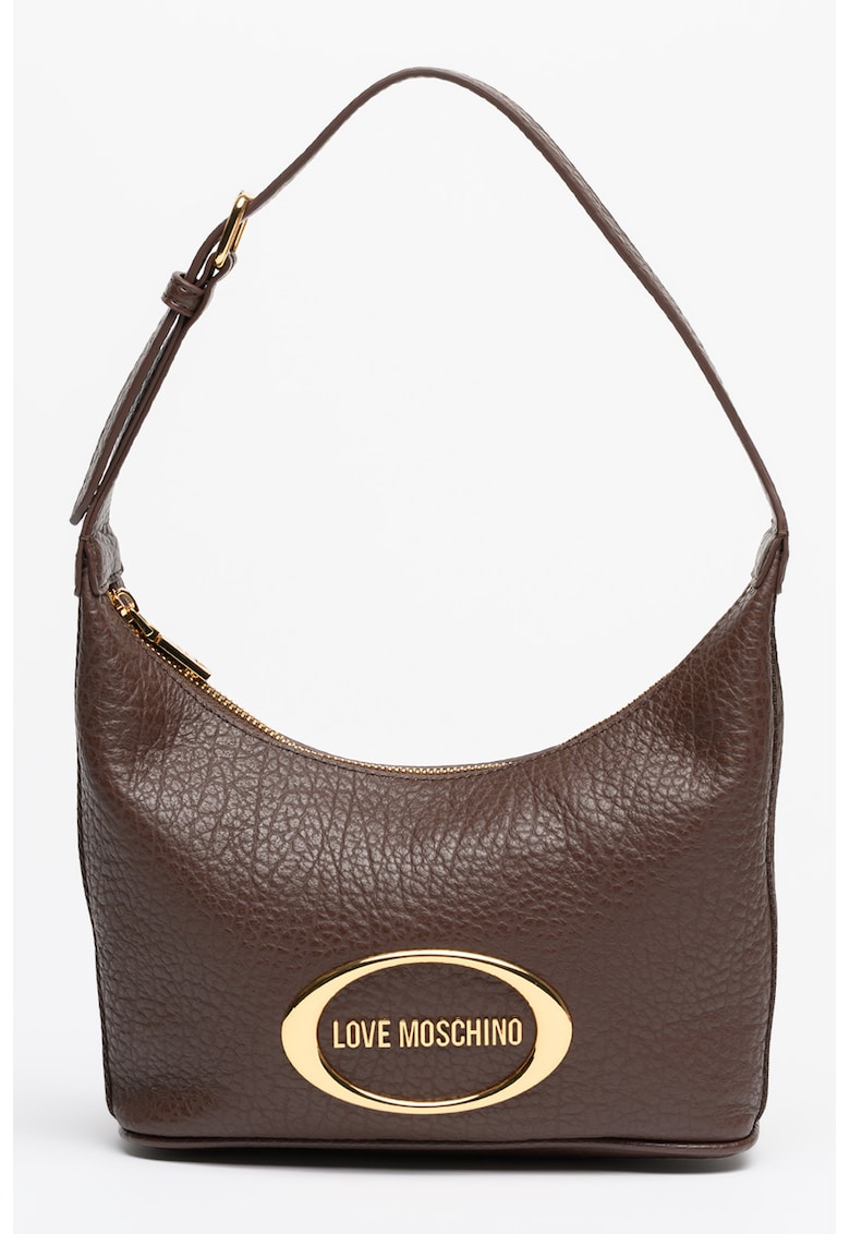 Geanta hobo din piele cu logo metalic - Maro inchis