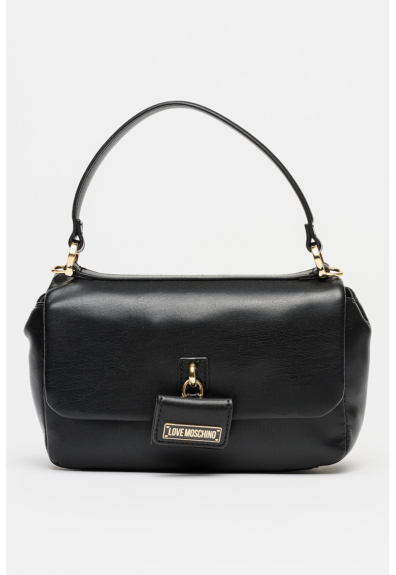 Geanta din piele ecologica cu bareta de umar - Negru