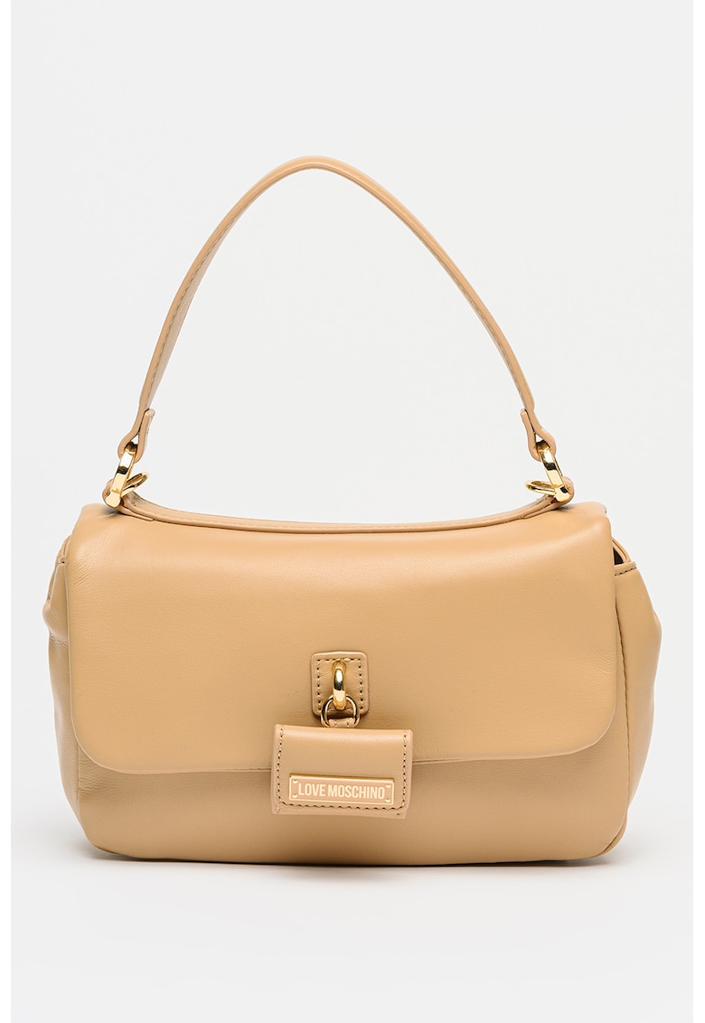 Geanta din piele ecologica cu bareta de umar - Maro deschis