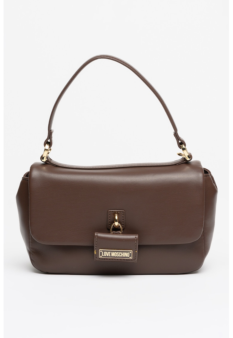 Geanta din piele ecologica cu bareta de umar - Maro inchis