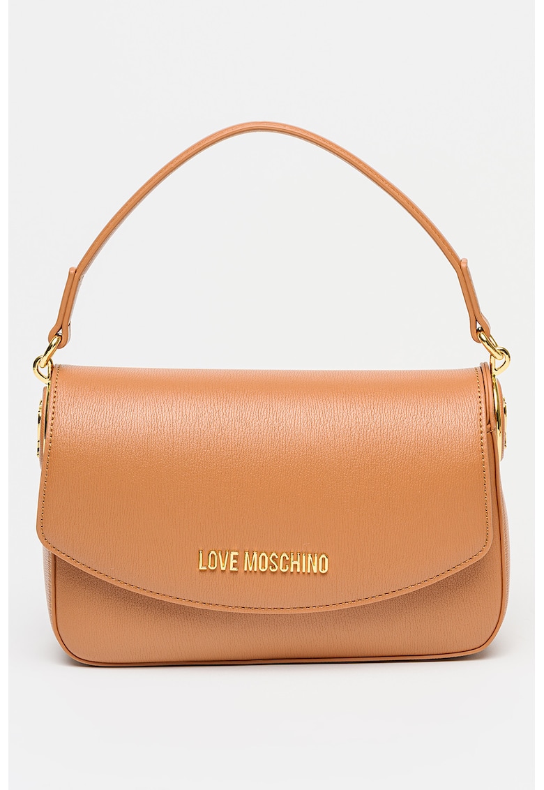 Geanta crossbody din piele ecologica cu bareta detasabila - Maro scortisoara