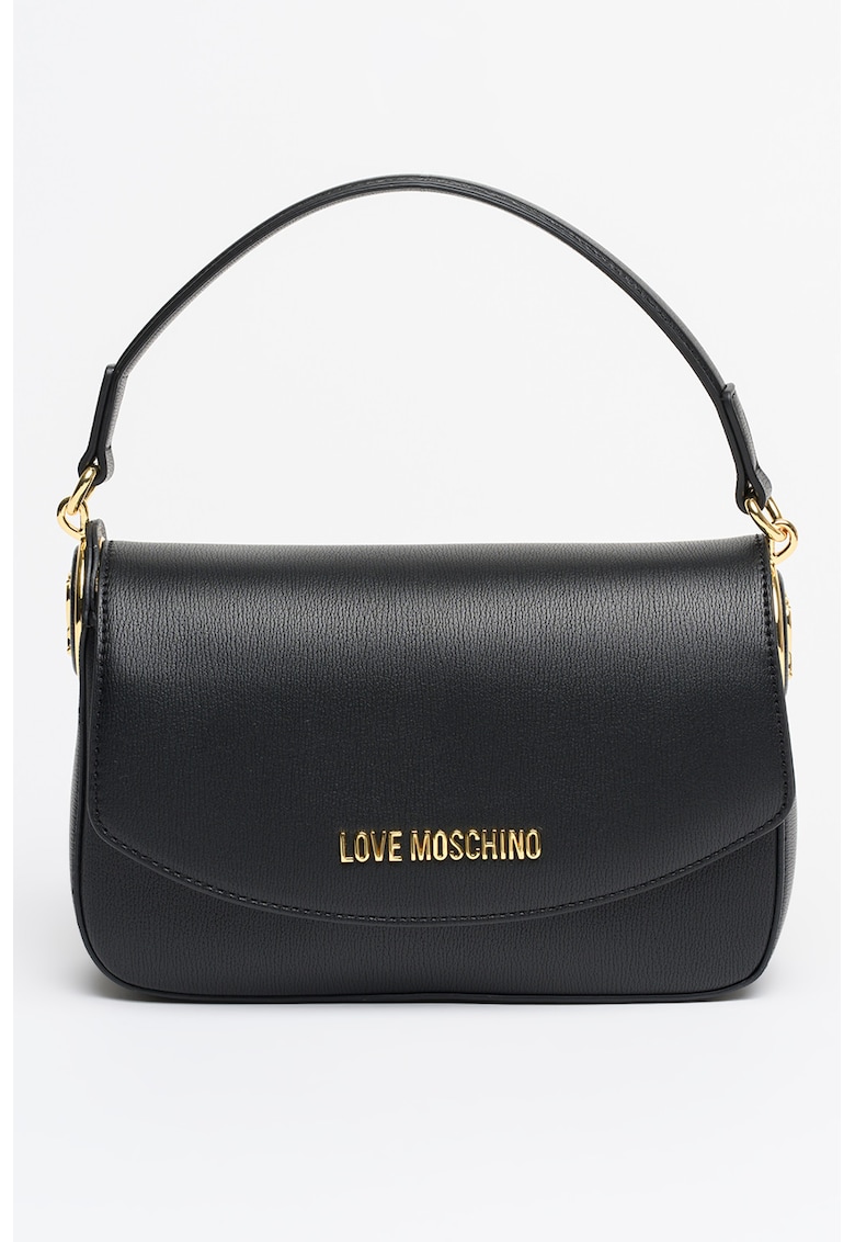 Geanta crossbody din piele ecologica cu bareta detasabila - Negru antracit