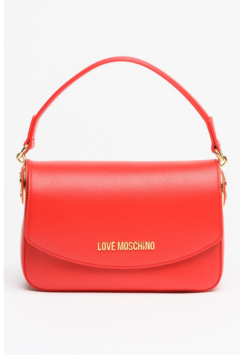 Geanta crossbody din piele ecologica cu bareta detasabila - Rosu vermillion