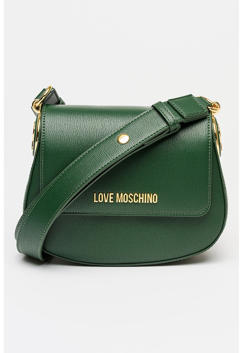 Geanta crossbody din piele ecologica cu clapa - Verde englez