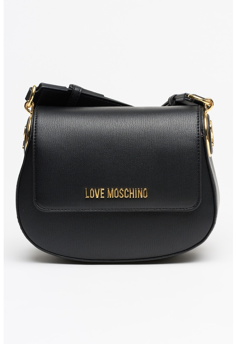 Geanta crossbody din piele ecologica cu clapa - Negru