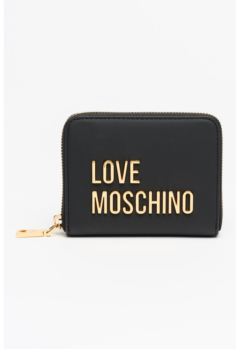 Portofel din piele ecologica cu logo in relief - Negru stins