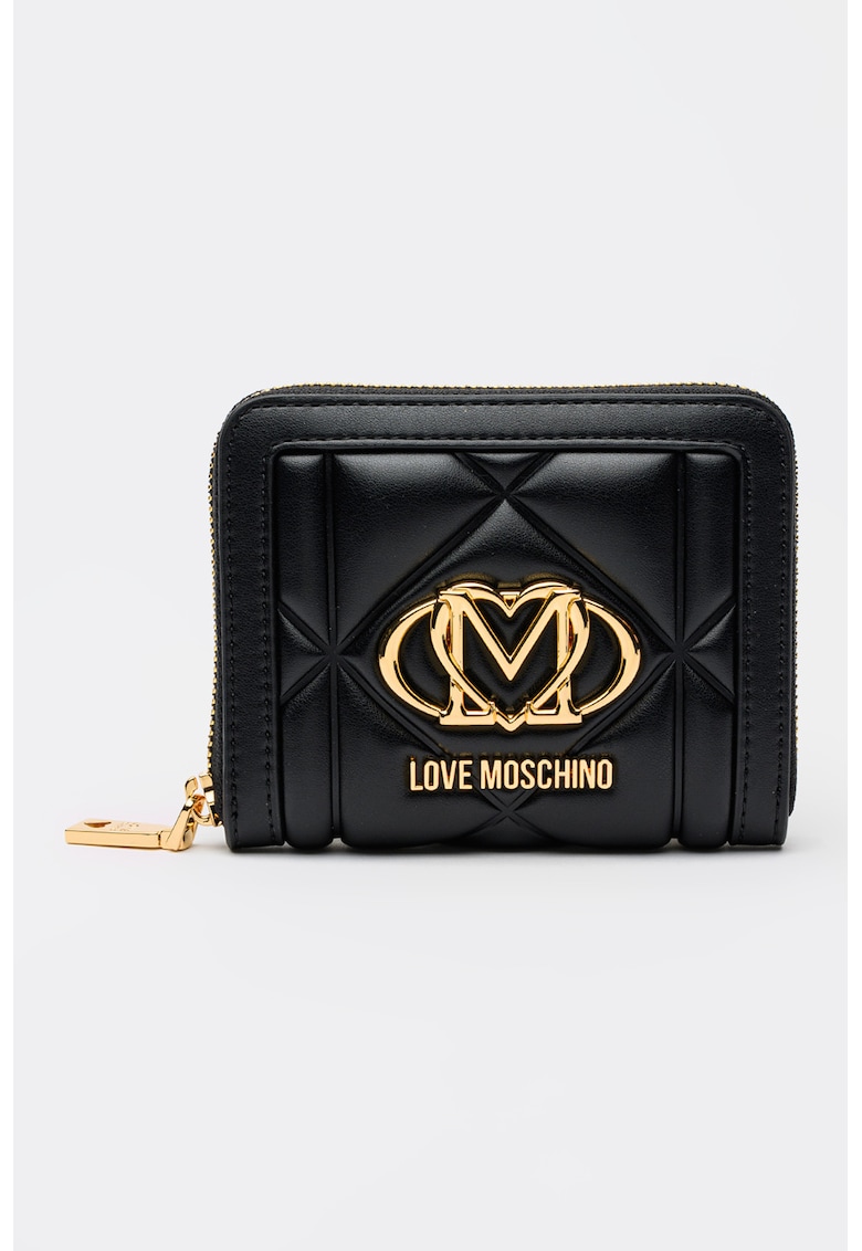 Portofel matlasat cu fermoar - Negru