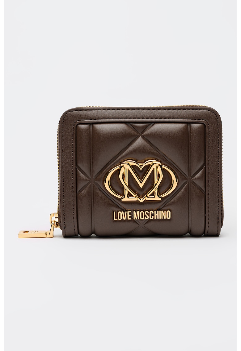 Portofel matlasat cu fermoar - Maro inchis