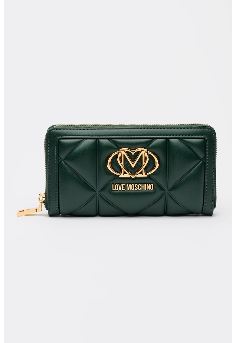 Portofel de piele ecologica cu detaliu logo - Verde englez