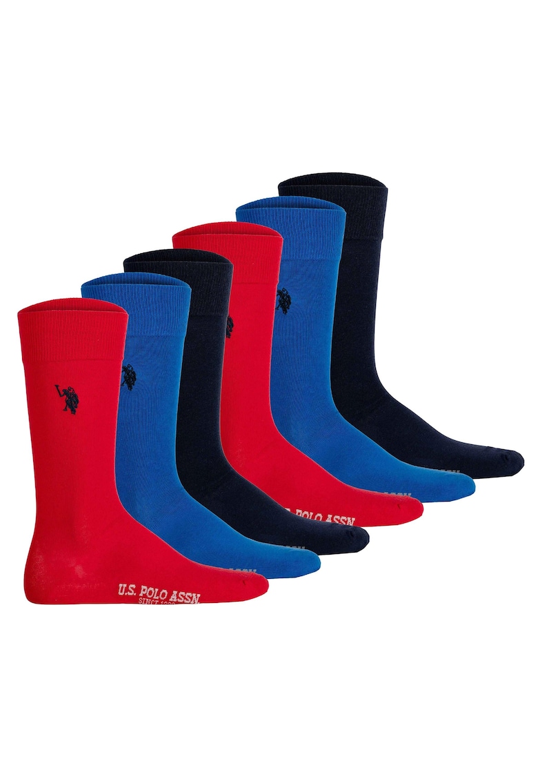 US POLO ASSN Set de sosete lungi - 6 perechi - Rosu/Albastru royal/Bleumarin