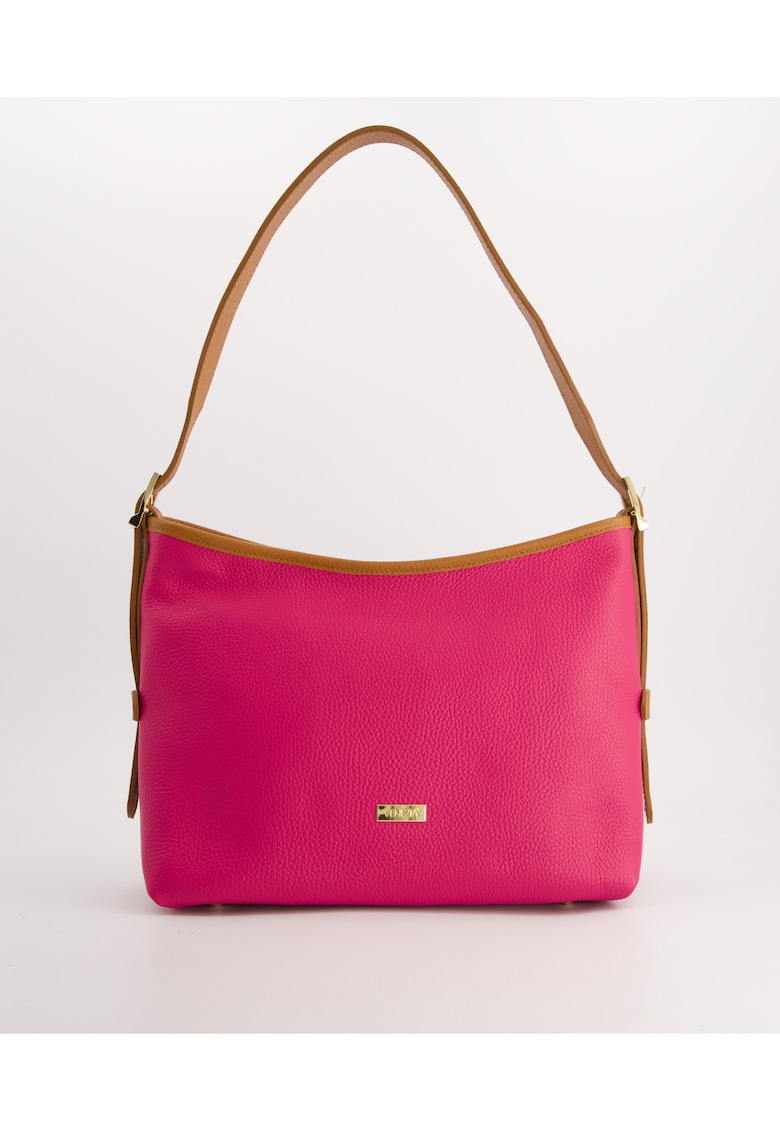 Geanta dama - crossbody - piele naturala - roz - 23x31x13cm