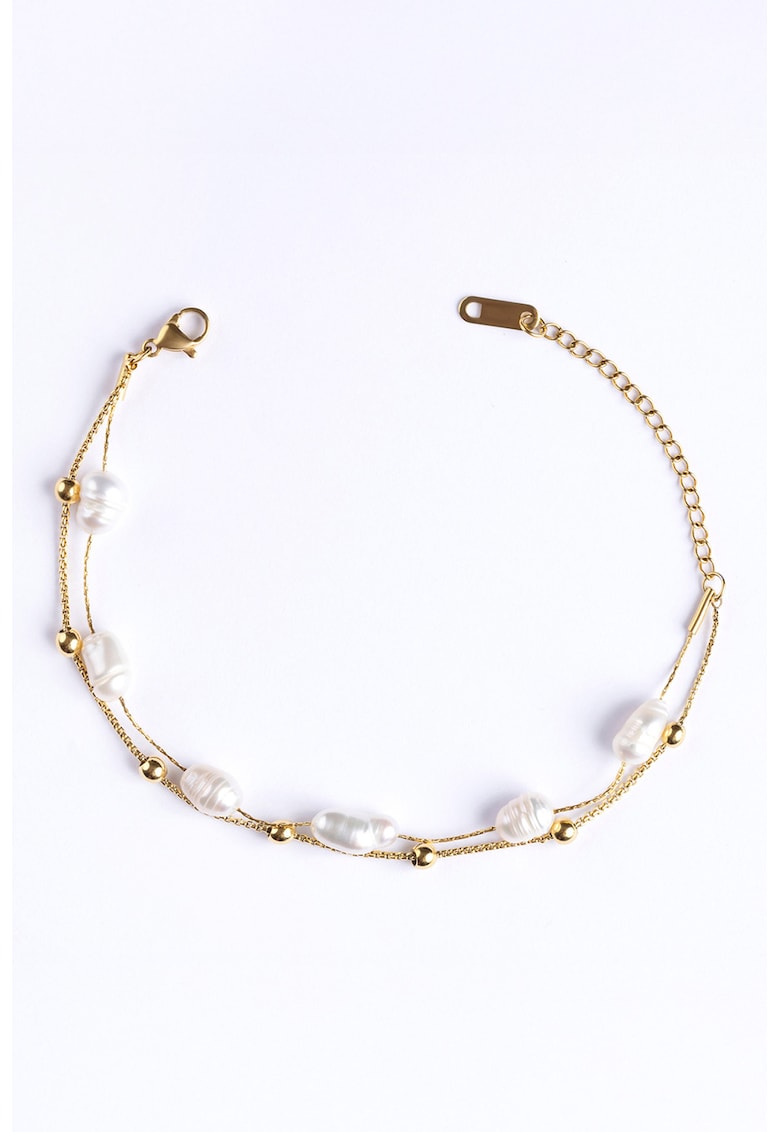 Bratara placata cu aur de 18K decorata cu perle