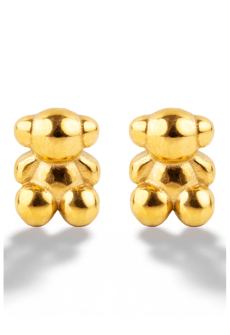 Cercei placati cu aur de 18K in forma urs - Auriu