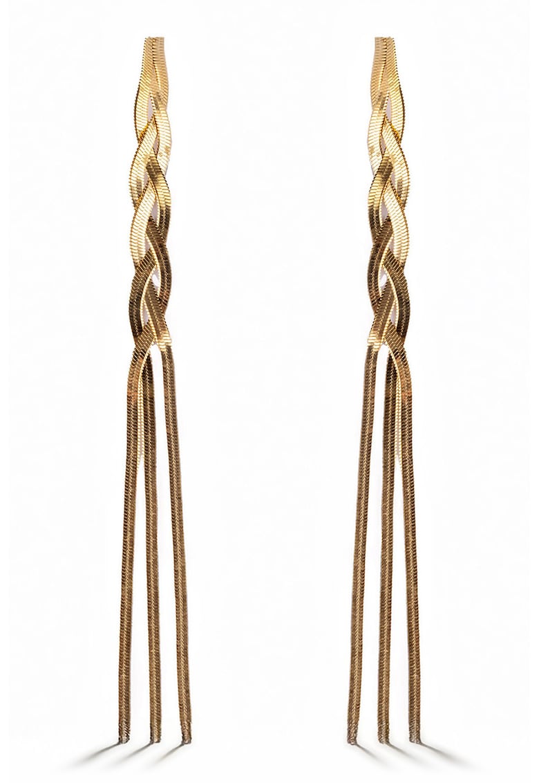 Cercei placati cu aur de 18K si design impletit