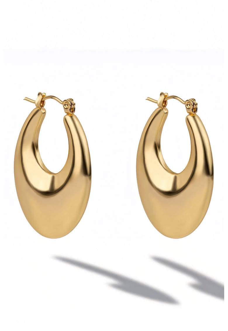 Cercei rotunzi placati cu aur de 18K