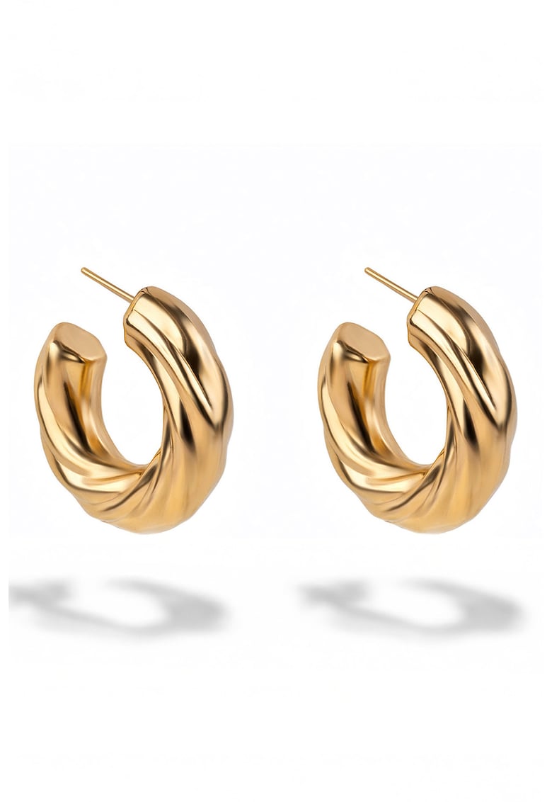 Cercei placati cu aur de 18K in forma de semicerc