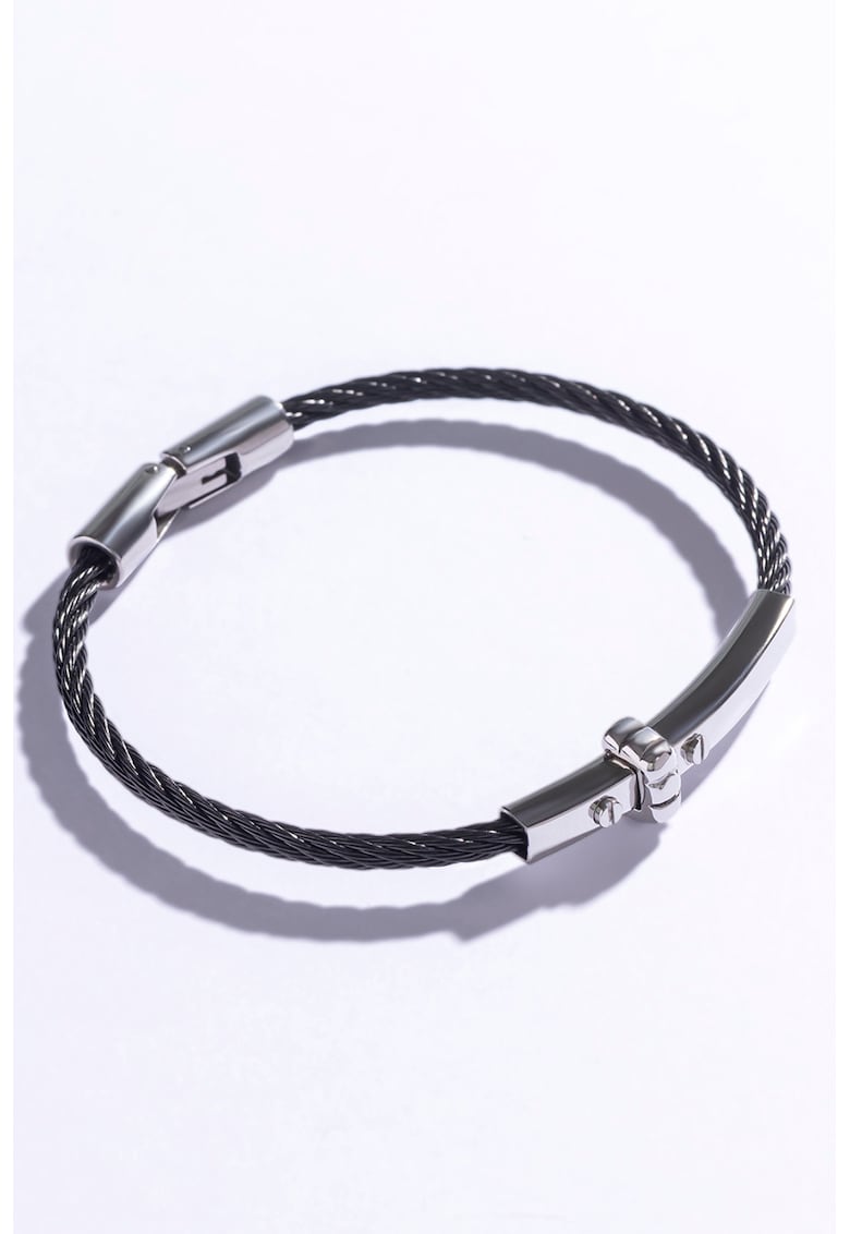 Bratara cu garnituri din otel inoxidabil - Negru/Argintiu