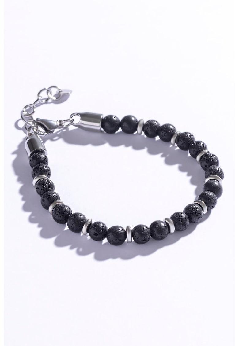 Bratara din margele decoarata cu pietre lava