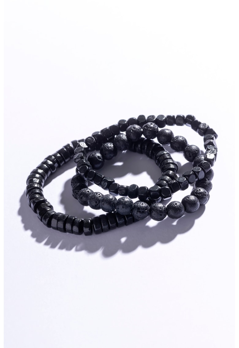 Set de bratari din margele - 3 piese - Negru