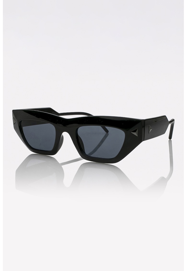 Ochelari de soare cat-eye unisex cu aspect masiv - Negru