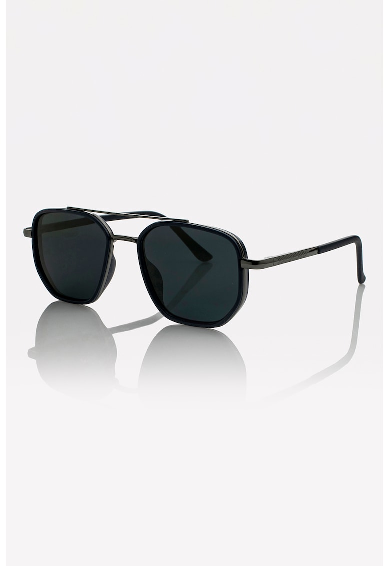 Ochelari de soare aviator unisex polarizati - Negru/Argintiu inchis