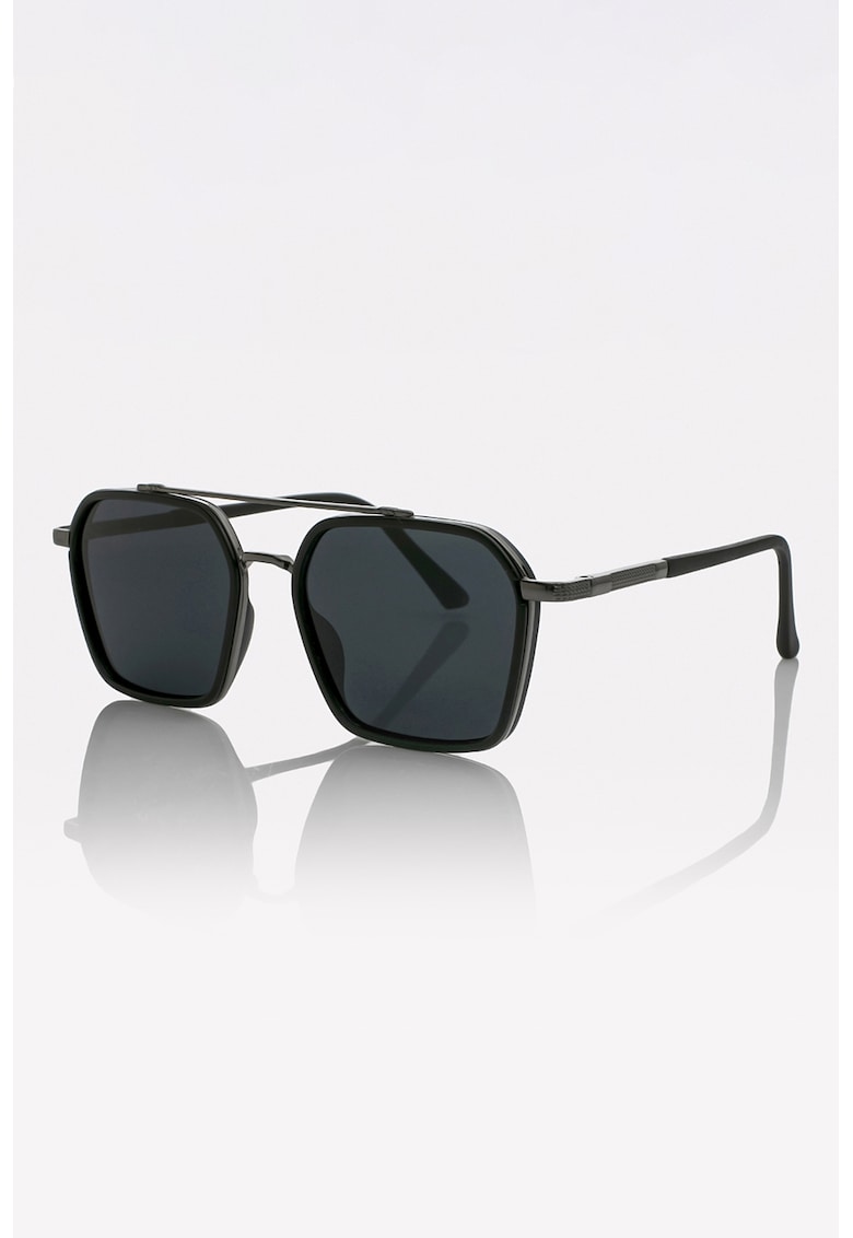 Ochelari de soare hexagonali unisex cu lentile polarizate - Gri antracit