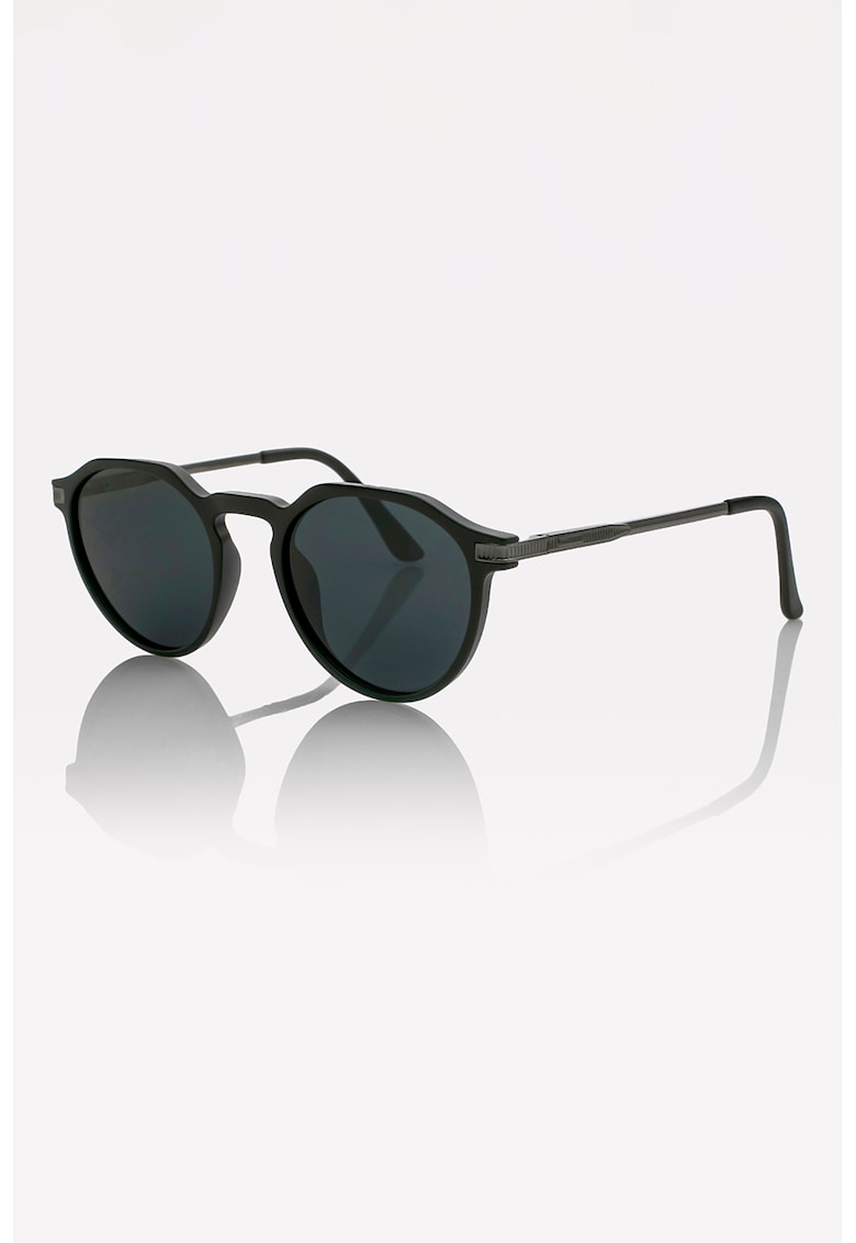 Ochelari de soare rotunzi unisex cu lentile polarizate - Negru/Argintiu