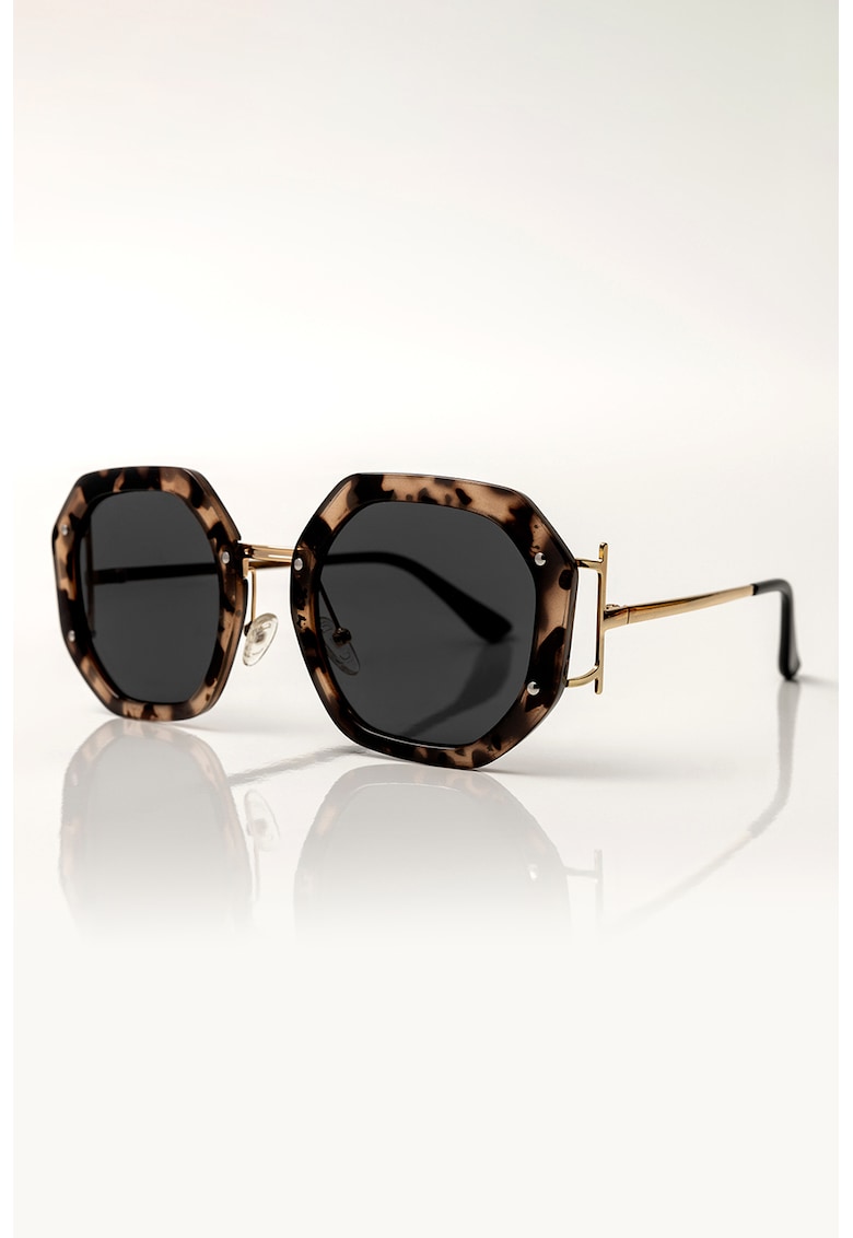 Ochelari de soare rotunzi cu rama metalica Layla - Auriu/Maro