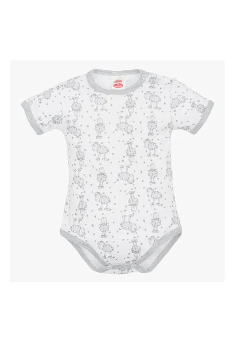 Body Colectia Little Sheep - Bumbac - Fete - Baieti - Alb - Gri - 9-12 luni -
