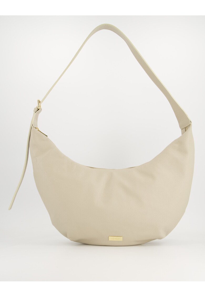 Geanta crossbody piele naturala - lungime maxima - 1 buzunar interior - Bej
