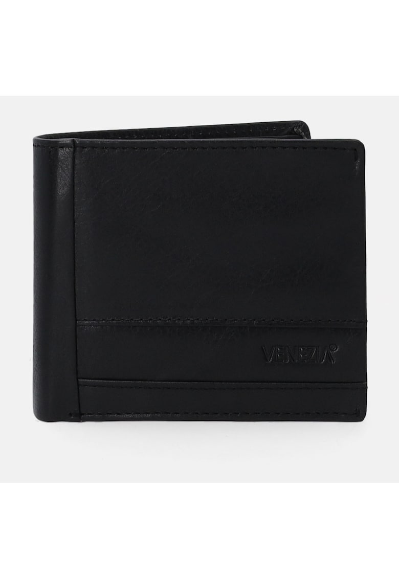 Portofel barbati - piele naturala - negru - 10x11.5x2cm