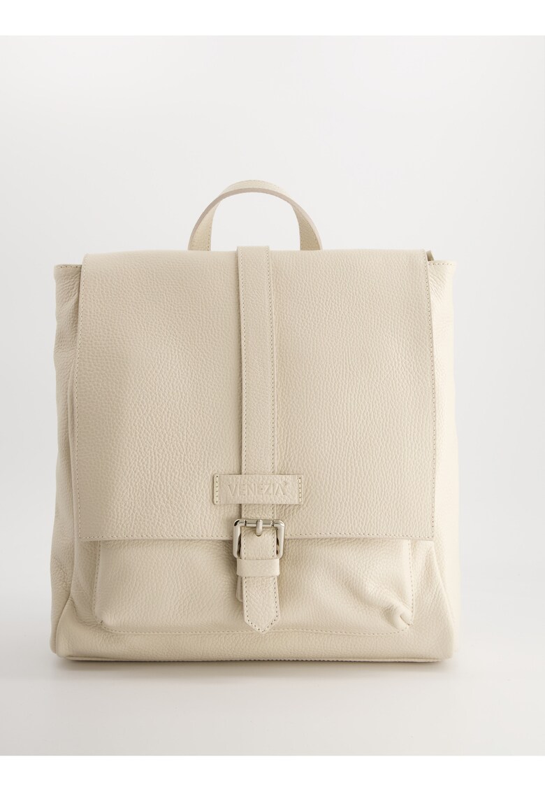 Geanta crossbody dama - piele naturala - 2 buzunare externe - 3 buzunare interne - bej - 31x31x11 cm