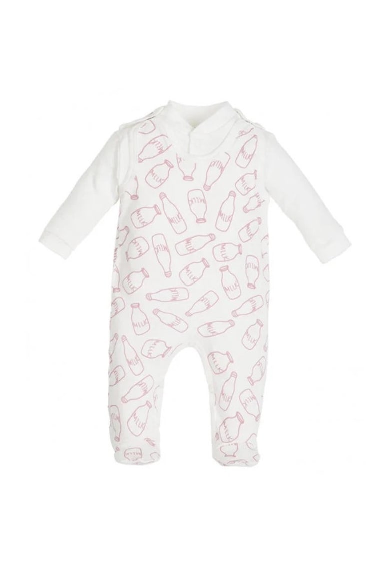 Salopeta Cu Bluzita - Colectia Milk Girl - Bumbac - Fete - Multicolor - 3-6 luni -