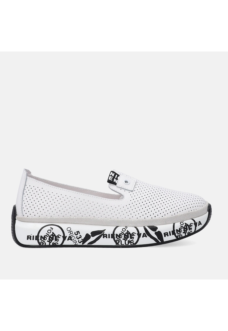 Pantofi sport slip-on din piele cu perforatii decorative