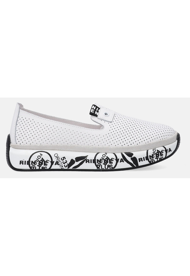 Pantofi sport slip-on din piele cu perforatii decorative