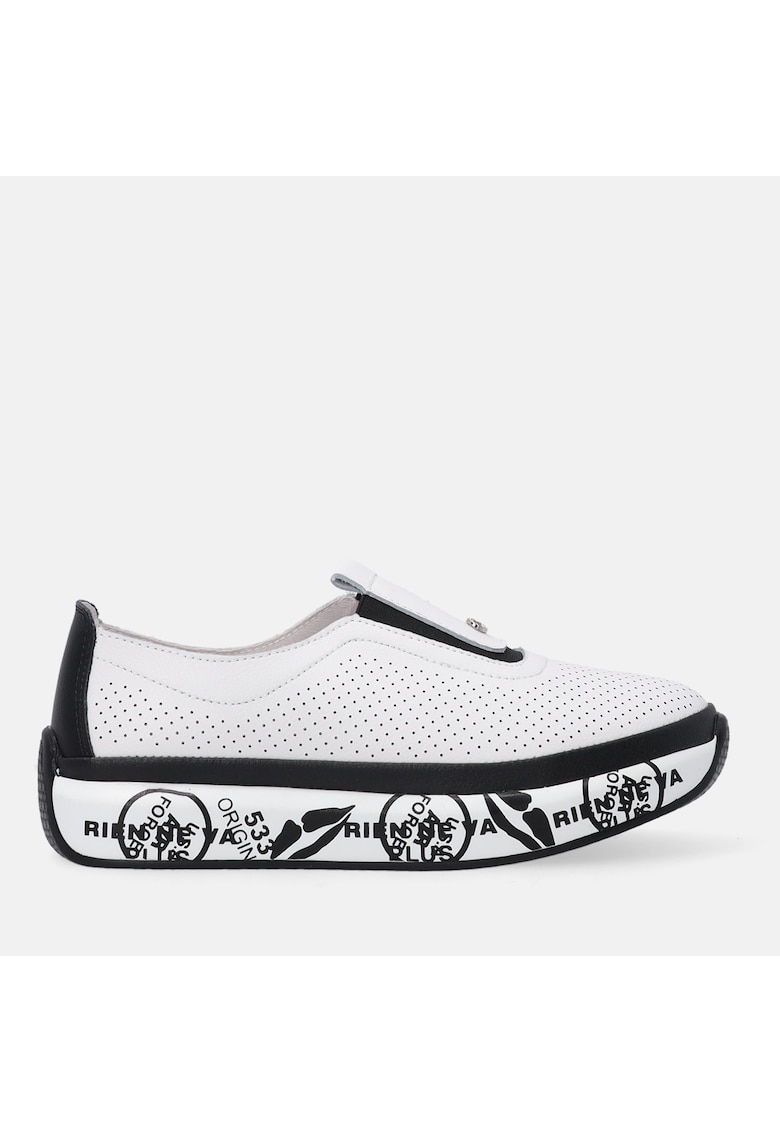 Pantofi sport slip-on din piele cu design perforat