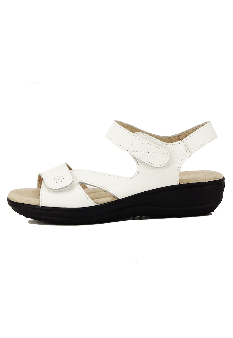Sandale albe din piele naturala Sara 129 5501 - Alb